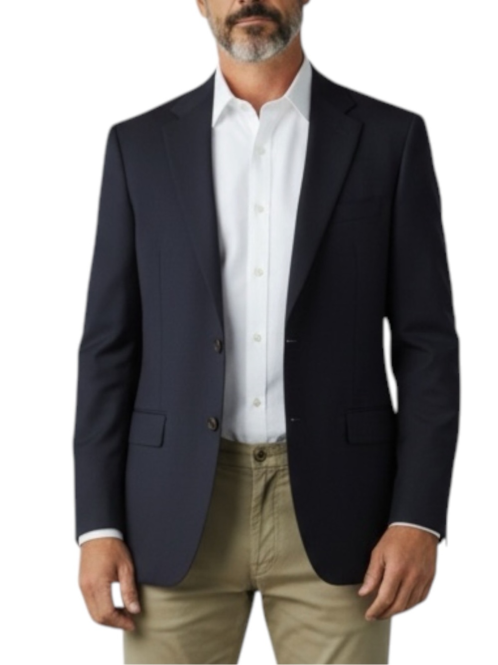 JOSEPH & FEISS Gold Mens 42L Classic Fit Navy Wool Blazer 2-Button Sport Coat